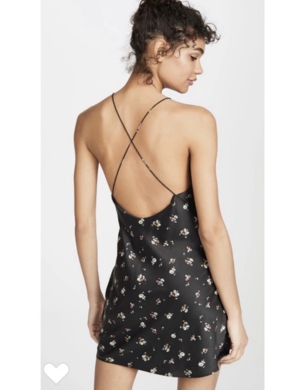 Re/Done 90s Slip Dress Mini Black  Floral Print Sz M 100% Silk